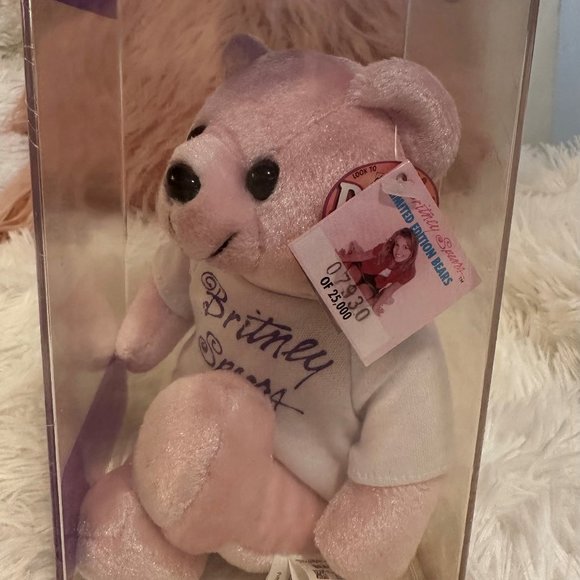 1990s Britney Spears Pink Bean Bear Rare Bears Sealed - Bear #1 - Picture 1 of 8